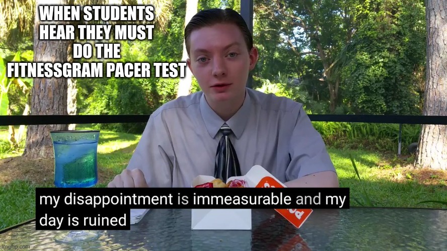 My Disappointment Is Immeasurable | WHEN STUDENTS HEAR THEY MUST DO THE FITNESSGRAM PACER TEST | image tagged in my disappointment is immeasurable | made w/ Imgflip meme maker