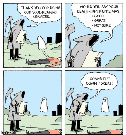 rate your death | image tagged in comics,comics/cartoons,comedy | made w/ Imgflip meme maker