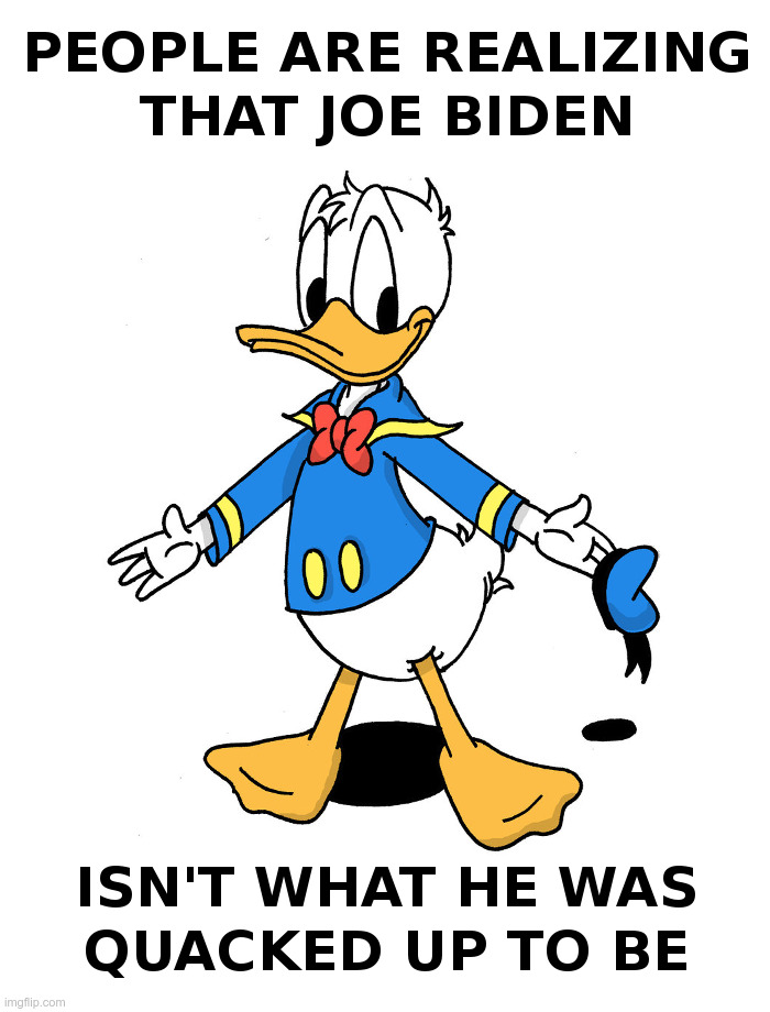 Biden Isn't What He Was Quacked Up To Be | image tagged in joe biden,dementia,quack,president,donald duck,open borders | made w/ Imgflip meme maker