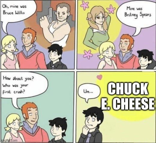 i can't breathe | CHUCK E. CHEESE | image tagged in childhood crushes template | made w/ Imgflip meme maker