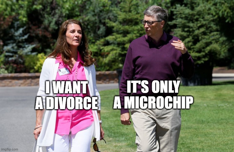 Gates Divorce | IT'S ONLY A MICROCHIP; I WANT A DIVORCE | image tagged in gates,divorce | made w/ Imgflip meme maker