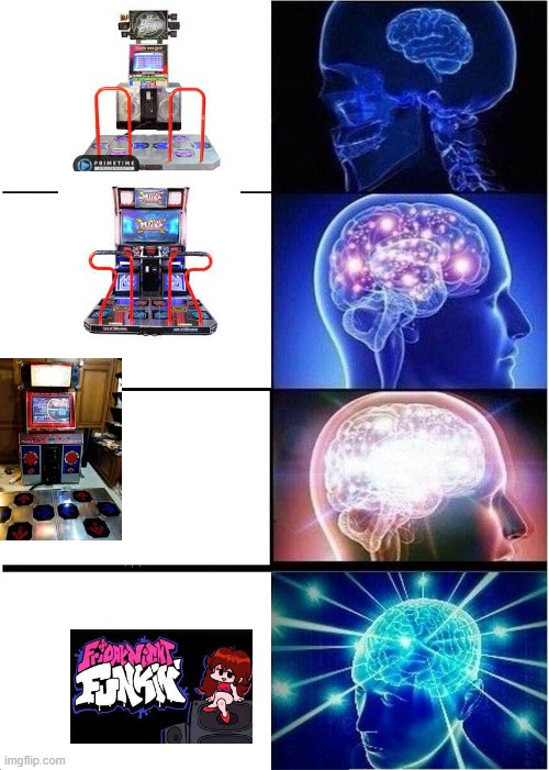 haha boyfriend go beep | image tagged in memes,expanding brain,ddr,pump,itg,fnf | made w/ Imgflip meme maker