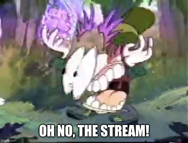 Paused Lucky | OH NO, THE STREAM! | image tagged in paused lucky | made w/ Imgflip meme maker