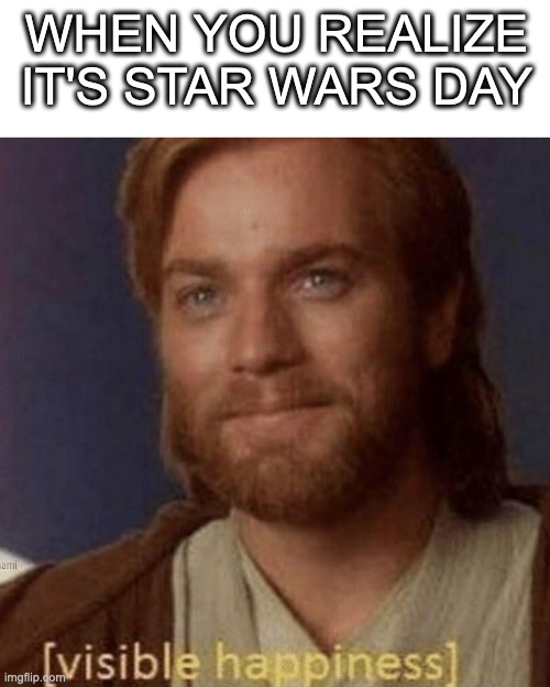 May the Fourth Be With You | WHEN YOU REALIZE IT'S STAR WARS DAY | image tagged in visible happiness,may the 4th,may the force be with you,may the fourth be with you,starwars,star wars day | made w/ Imgflip meme maker