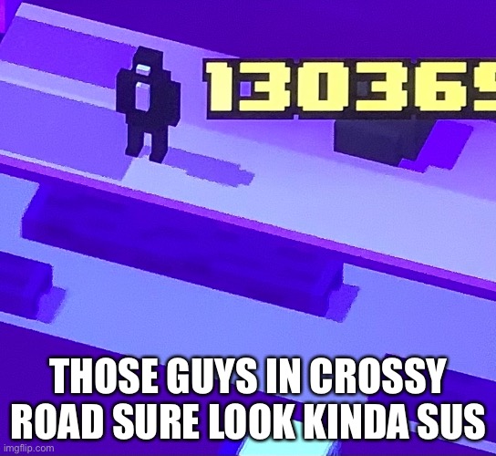 THOSE GUYS IN CROSSY ROAD SURE LOOK KINDA SUS | made w/ Imgflip meme maker