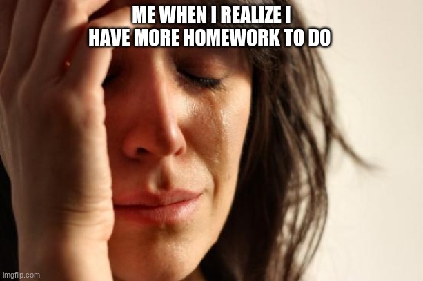 just me? | ME WHEN I REALIZE I HAVE MORE HOMEWORK TO DO | image tagged in memes,first world problems | made w/ Imgflip meme maker