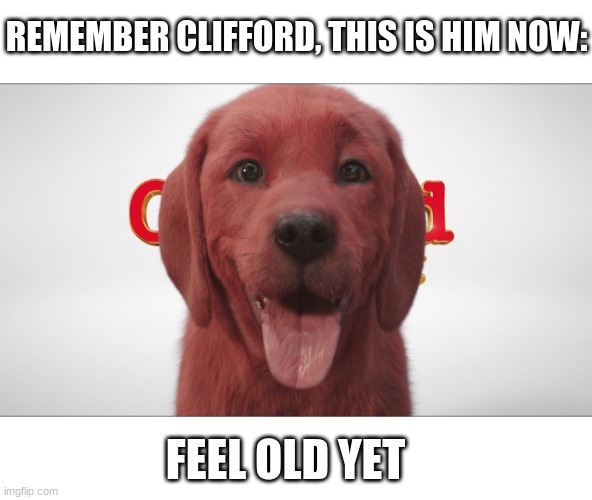 Clifford the Big Red Dog | REMEMBER CLIFFORD, THIS IS HIM NOW:; FEEL OLD YET | image tagged in memes | made w/ Imgflip meme maker