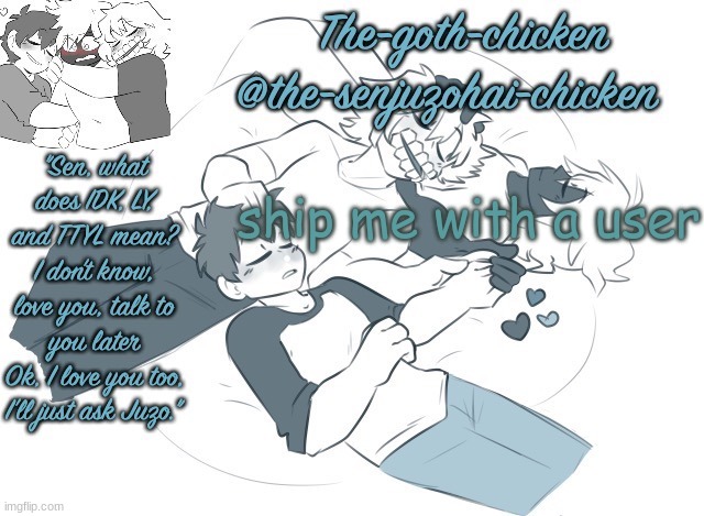 trendy timey | ship me with a user | image tagged in the-goth-chicken's announcement template 19 made by nez | made w/ Imgflip meme maker