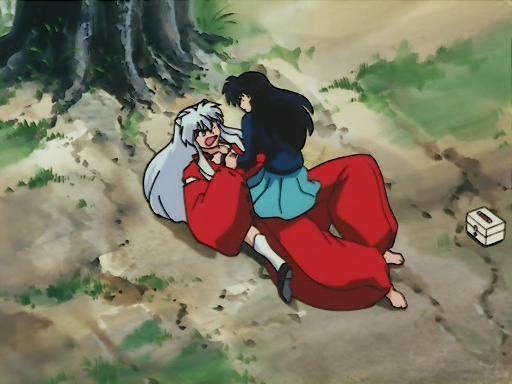 High Quality Inuyasha & Kagome in a compromising position Blank Meme Template