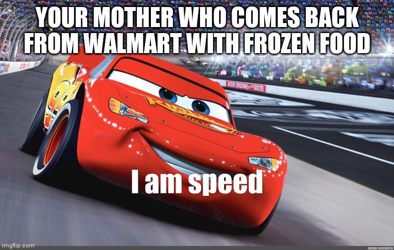Your mother on saturday morning | YOUR MOTHER WHO COMES BACK FROM WALMART WITH FROZEN FOOD | image tagged in i am speed | made w/ Imgflip meme maker