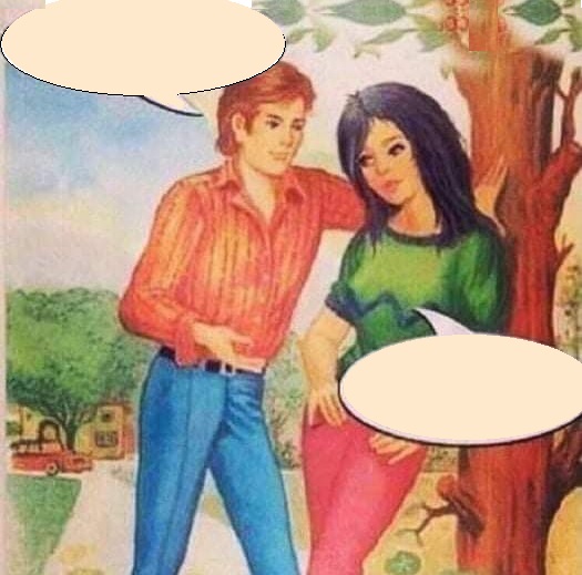 High Quality COUPLE  TALKING UNDER TREE Blank Meme Template