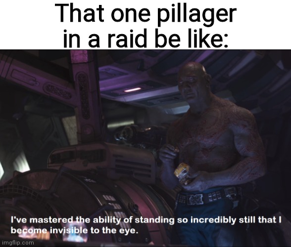 Invisible Drax | That one pillager in a raid be like: | image tagged in invisible drax | made w/ Imgflip meme maker