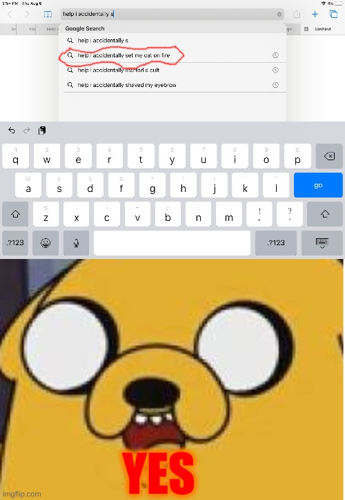 YES | image tagged in help i accidentally part2,jake the dog yeah okay | made w/ Imgflip meme maker