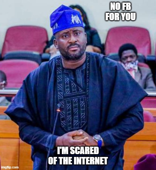 Desmond Elliot | NO FB FOR YOU; I'M SCARED OF THE INTERNET | image tagged in nigeria,politics | made w/ Imgflip meme maker