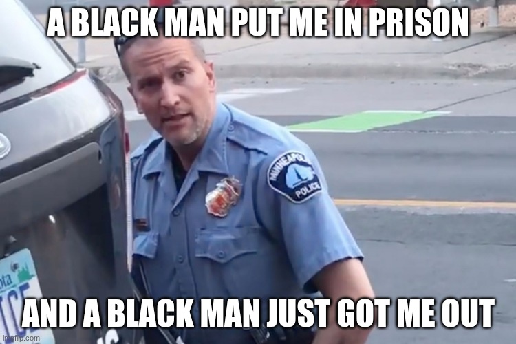 PMM = Prosecutorial Misconduct Matters | A BLACK MAN PUT ME IN PRISON; AND A BLACK MAN JUST GOT ME OUT | image tagged in derek chauvin,prosecutorial misconduct,jury duty,next time tell the truth,justice,karma hurts | made w/ Imgflip meme maker