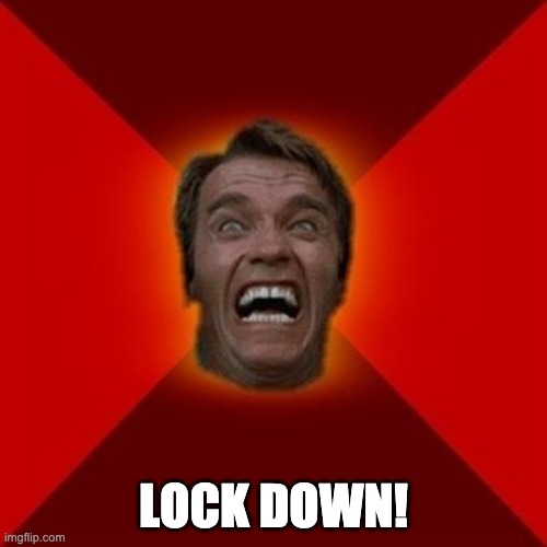 Arnold Lock Down | LOCK DOWN! | image tagged in arnold meme | made w/ Imgflip meme maker