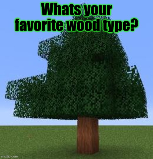 Minecraft survey #26 | Whats your favorite wood type? | image tagged in minecraft tree,survey,minecraft | made w/ Imgflip meme maker
