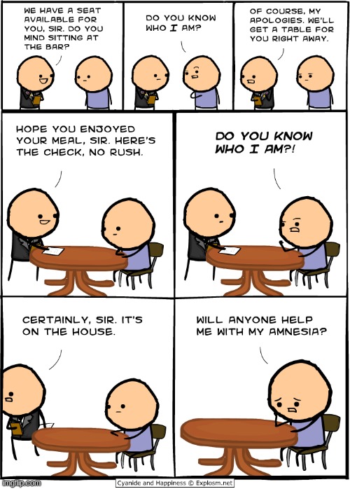 Do you know who I am? | image tagged in comics/cartoons,amnesia | made w/ Imgflip meme maker