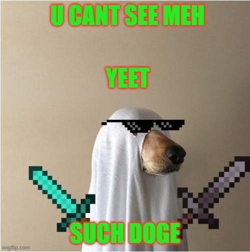 such doge | U CANT SEE MEH; YEET; SUCH DOGE | image tagged in ghost doge | made w/ Imgflip meme maker