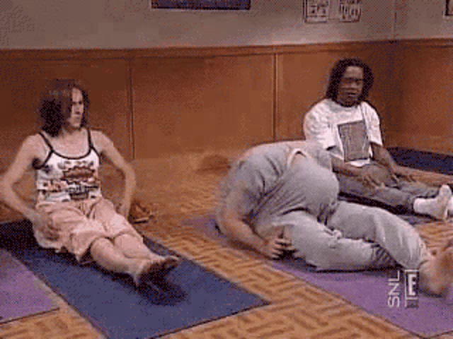 Yoga class for dudes Blank Meme Template