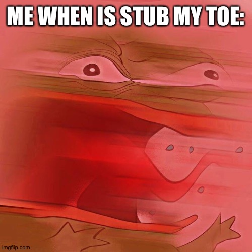 REEEEEEEEEEEE | ME WHEN IS STUB MY TOE: | image tagged in reeeeeeeeeeee | made w/ Imgflip meme maker