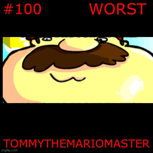 Top 100 MS Users According To Ms_Memer_Group(100/Worst) | WORST; #100; TOMMYTHEMARIOMASTER | image tagged in memes,blank transparent square | made w/ Imgflip meme maker