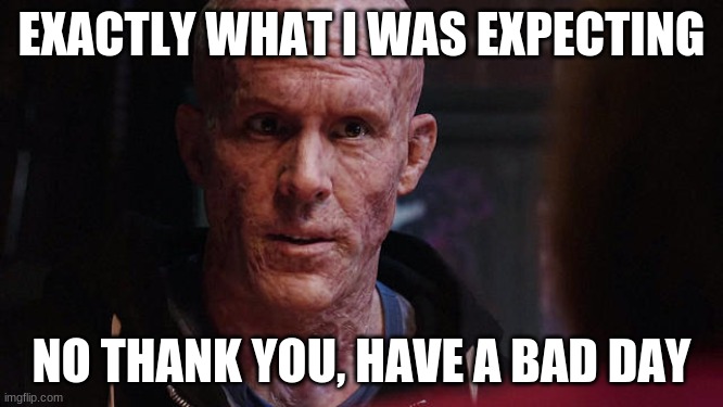 Deadpool Exactly | EXACTLY WHAT I WAS EXPECTING NO THANK YOU, HAVE A BAD DAY | image tagged in deadpool exactly | made w/ Imgflip meme maker