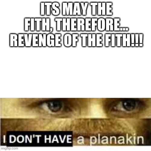 RISE!!! REVENGE OF THE FITH. THIS DAY IS FOR THE DARKSIDE OF THE STARWARS COMUNITY!! | ITS MAY THE FITH, THEREFORE...
REVENGE OF THE FITH!!! | image tagged in starwars,may the 4th,revenge of the sith | made w/ Imgflip meme maker