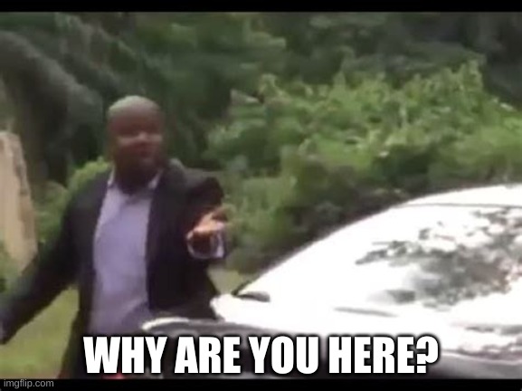 Why are you running? | WHY ARE YOU HERE? | image tagged in why are you running | made w/ Imgflip meme maker