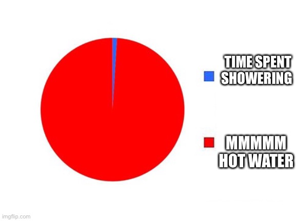 circle graph | TIME SPENT SHOWERING; MMMMM HOT WATER | image tagged in circle graph | made w/ Imgflip meme maker