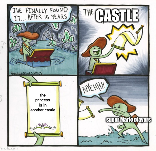 When you get to bowser's castle | CASTLE; the princess is in another castle; super Mario players | image tagged in memes,the scroll of truth | made w/ Imgflip meme maker