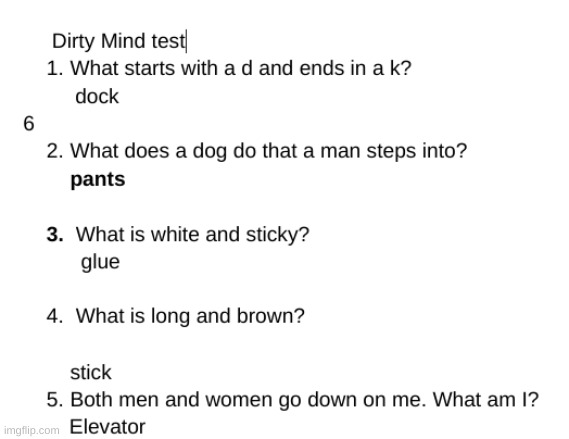 Answer Key | image tagged in dirty mind | made w/ Imgflip meme maker