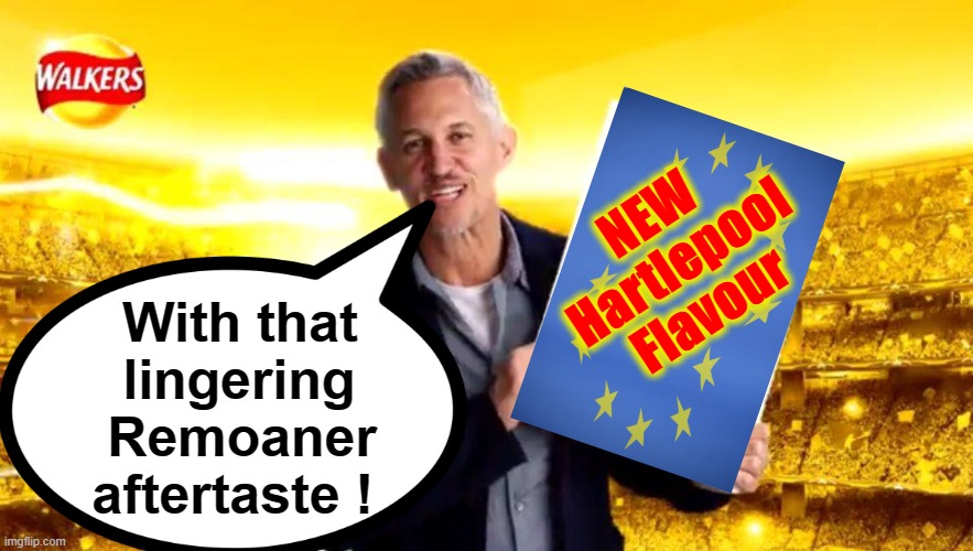 NEW Hartlepool flavour ! | NEW
Hartlepool
Flavour; With that
       lingering
      Remoaner
     aftertaste ! | image tagged in imgflip | made w/ Imgflip meme maker