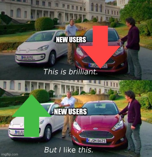 they give the downvotes, but take the upvotes | NEW USERS; NEW USERS | image tagged in this is brilliant but i like this,gifs,memes | made w/ Imgflip meme maker