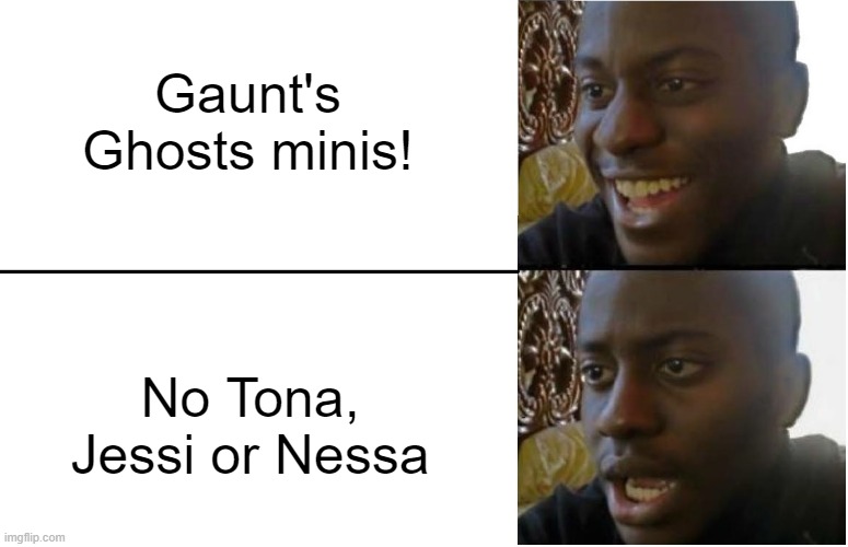 Disappointed Black Guy | Gaunt's Ghosts minis! No Tona, Jessi or Nessa | image tagged in disappointed black guy | made w/ Imgflip meme maker