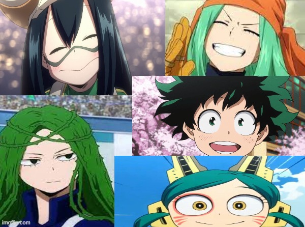 Green hair squad | image tagged in mha,anime | made w/ Imgflip meme maker
