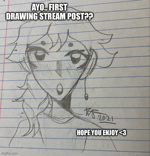 I Drew For once. | AYO.. FIRST DRAWING STREAM POST?? HOPE YOU ENJOY <3 | made w/ Imgflip meme maker