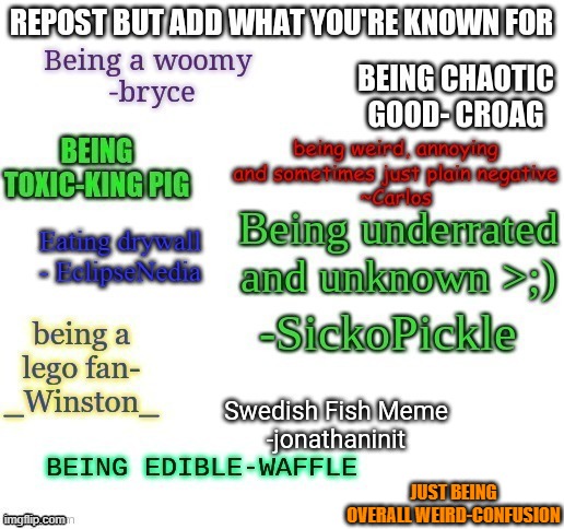 Repost | JUST BEING OVERALL WEIRD-CONFUSION | made w/ Imgflip meme maker