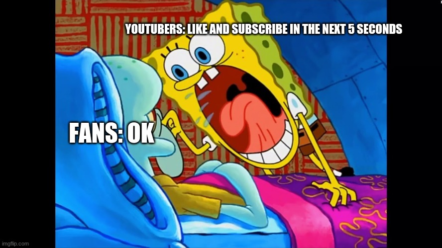 LIKE AND SUBSCRIBE | YOUTUBERS: LIKE AND SUBSCRIBE IN THE NEXT 5 SECONDS; FANS: OK | image tagged in youtubers | made w/ Imgflip meme maker