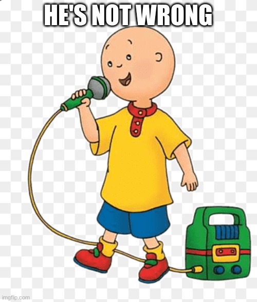 Caillou go BRRR | HE'S NOT WRONG | image tagged in caillou go brrr | made w/ Imgflip meme maker