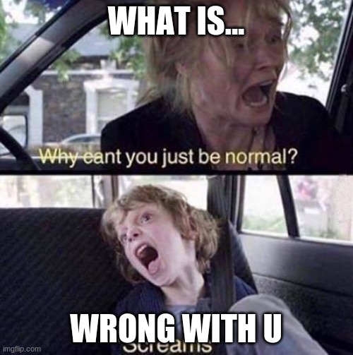 Why Can't You Just Be Normal | WHAT IS... WRONG WITH U | image tagged in why can't you just be normal | made w/ Imgflip meme maker