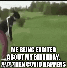 Sadness | ME BEING EXCITED ABOUT MY BIRTHDAY, BUT THEN COVID HAPPENS | image tagged in gifs,funny,covid,awesome | made w/ Imgflip images-to-gif maker