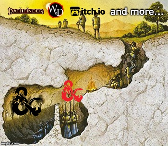 TTRPG community in a Plato's Cave | and more... | image tagged in plato cave,rpg,dungeons and dragons,roleplaying | made w/ Imgflip meme maker