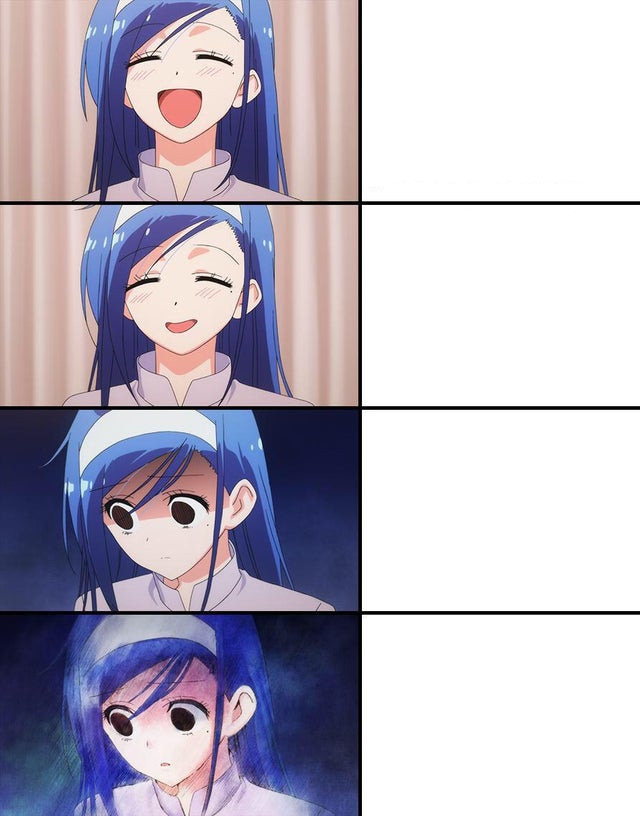 High Quality Blue-haired girl has a breakdown Blank Meme Template