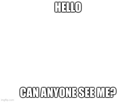Blank White Template | HELLO; CAN ANYONE SEE ME? | image tagged in blank white template | made w/ Imgflip meme maker