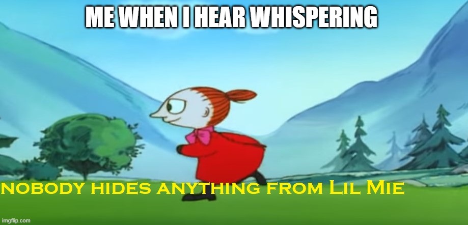 Nobody hide anything from Lil Mie! | ME WHEN I HEAR WHISPERING | image tagged in meow | made w/ Imgflip meme maker