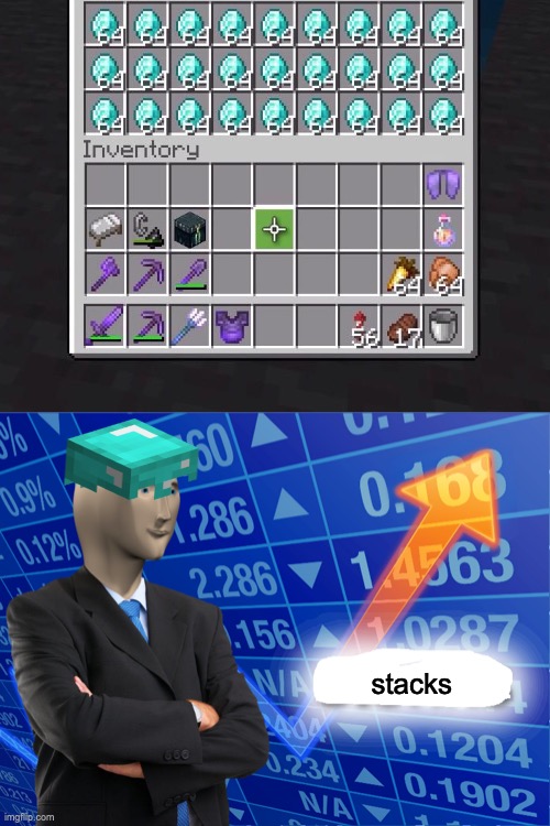 stacks | image tagged in stacks,minecraft,diamond stacks | made w/ Imgflip meme maker