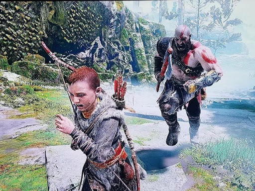 Kratos chasing Atreus Blank Meme Template