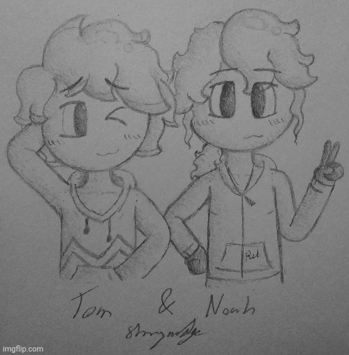 I redrew Noah_Red_Storyridge's OCs Tom and Noah! Credit to them for the characters! :D | image tagged in princevince64,redraw,oc redraw,noah storyridge,tom storyridge,cute | made w/ Imgflip meme maker