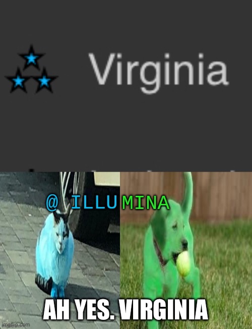 start a chain in the comments | AH YES. VIRGINIA | image tagged in illumina new temp | made w/ Imgflip meme maker